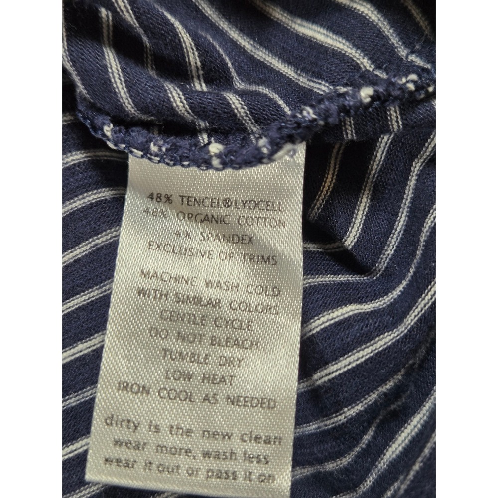 Toad&Co Striped Dress Navy Blue White L Eco-Friendly Pockets Nautical Coastal - Picture 7 of 7